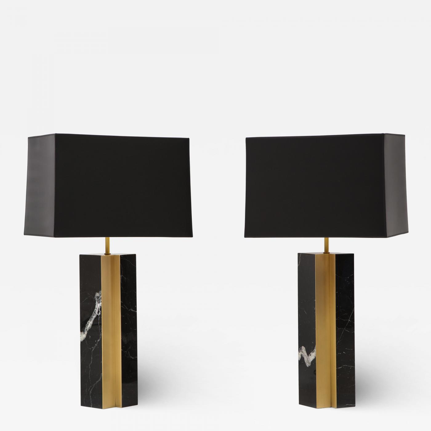 pair of black table lamps