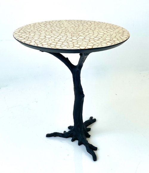 Contemporary tree-form side table with an ABDB Designs top