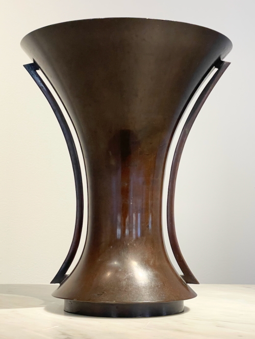 Large Meiji Period Bronze Trumpet Vase, Japan c.1890s